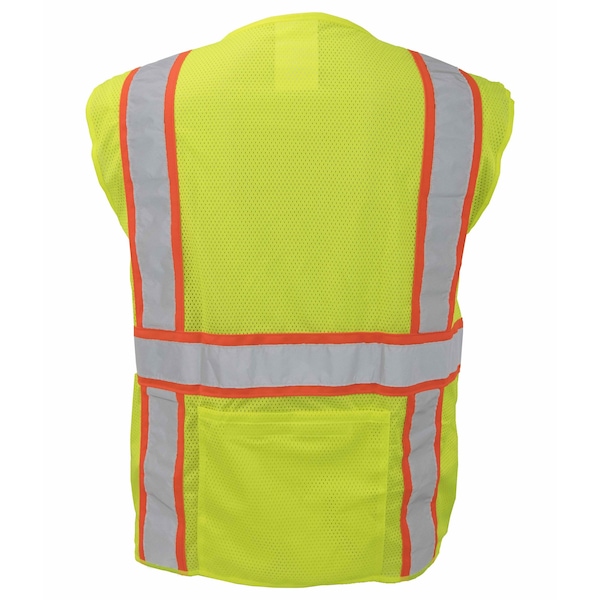 Flame-Retardant Surveyor Safety Class 2 Vest W/ Zipper & Radio Clips (Lime/2X-Large)